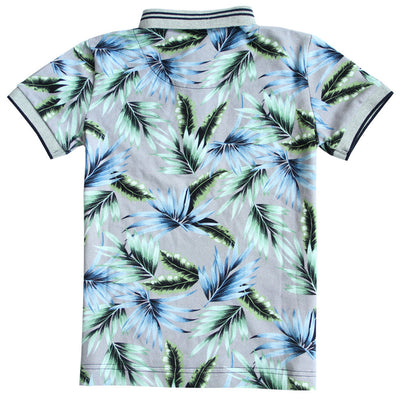 Boys Short Sleeve Palm Print Polo