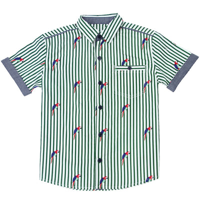 Boys Parrot Striped Collared Shirt
