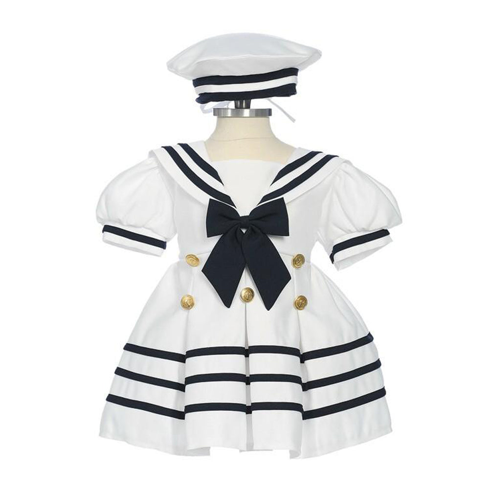 Girls White Sailor Dress with Hat