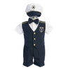 Boys Navy Captain Short Set with Hat