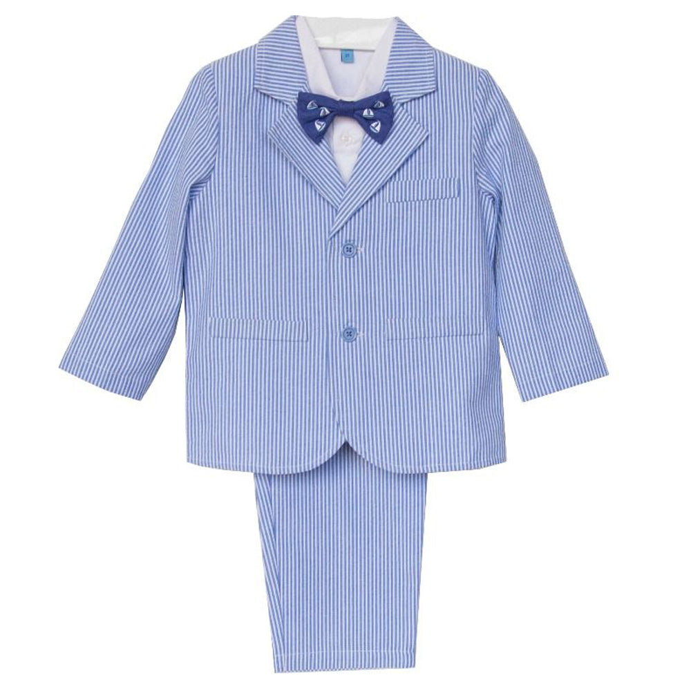 Boys 4-piece Blue Seersucker Suit