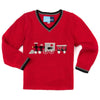 Red Train Appliqued Long Sleeve Sweater Three Piece Set