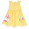 Baby and Little Girls Yellow Seersucker Dress with Bunny Applique