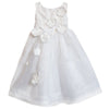 Girls 3T-10 Organza Special Occasion Dress with 3D Flowers in White