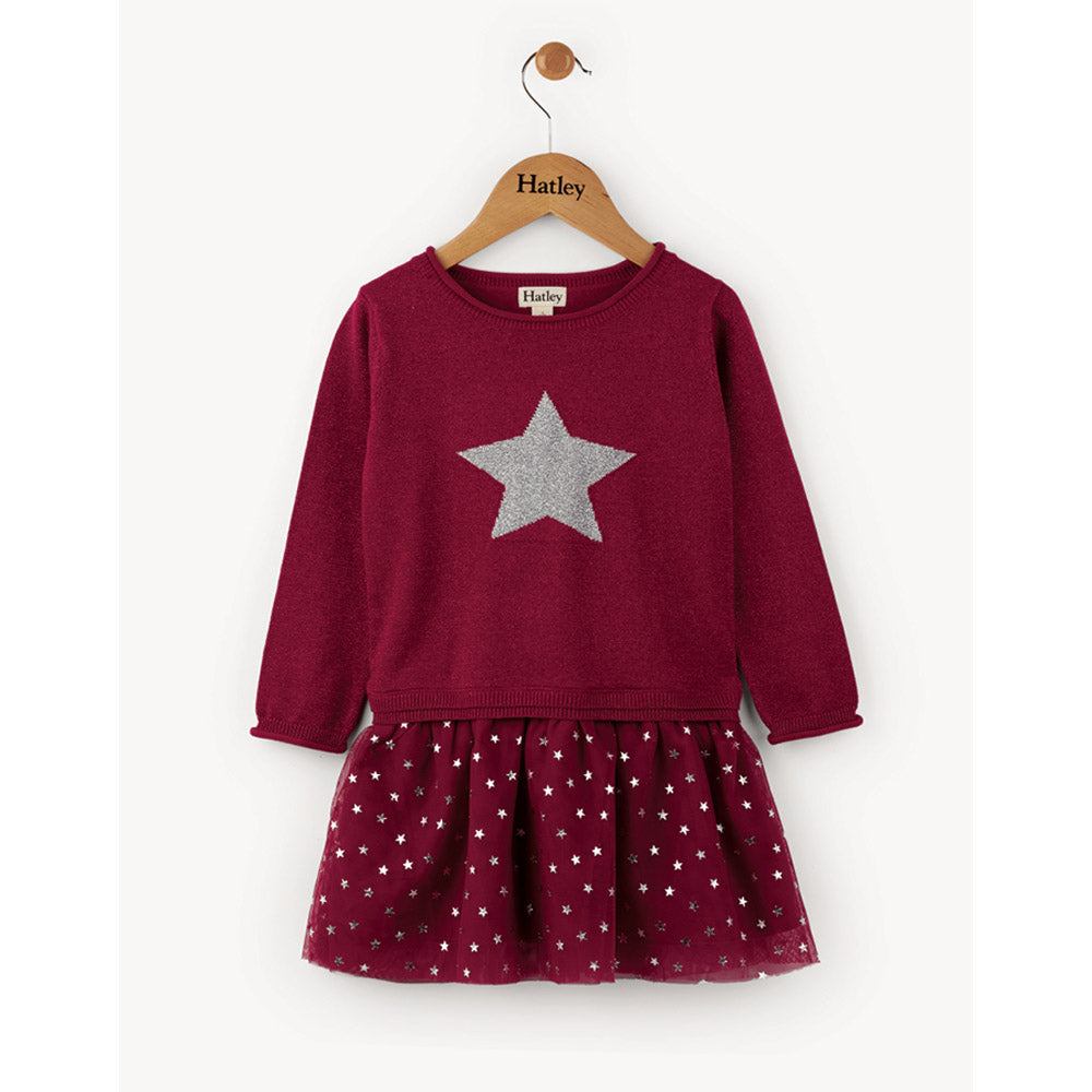 Girls Raspberry Polaris Drop Waist Dress