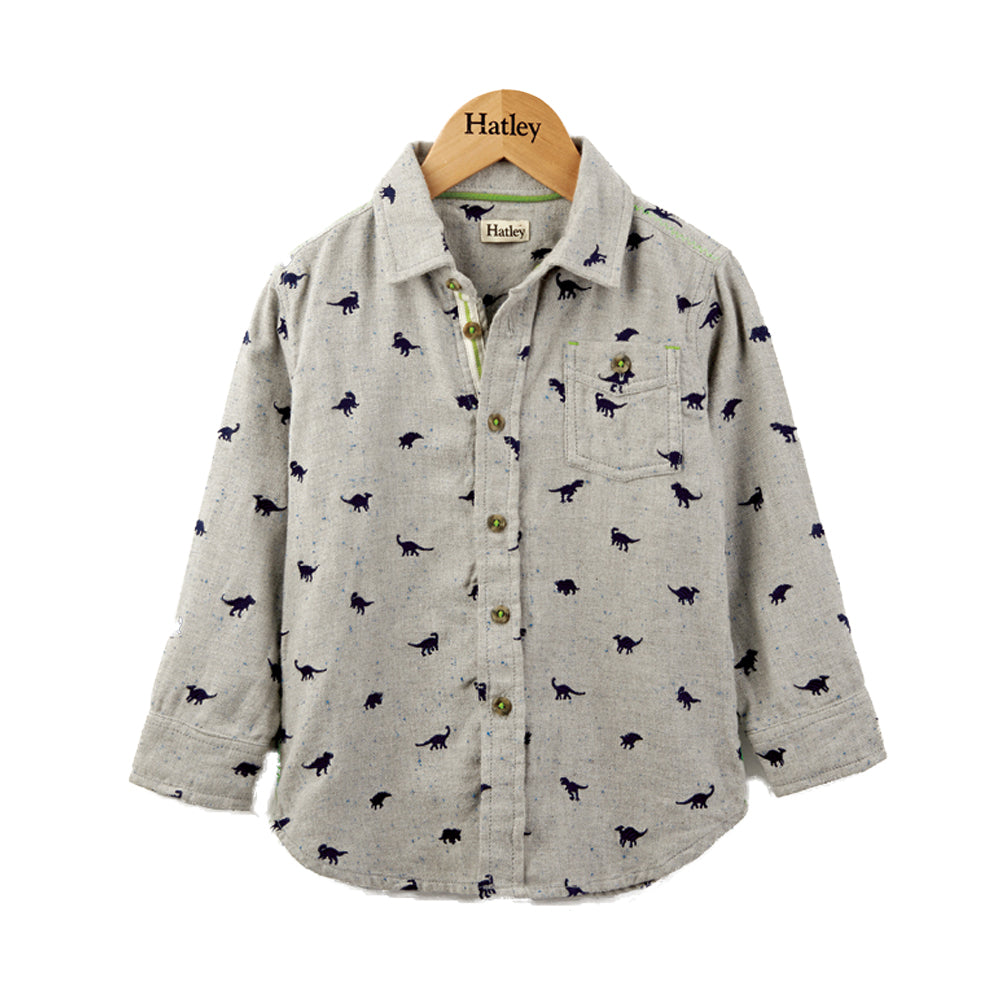 Boys Flannel Dinosaur Button Down Shirt