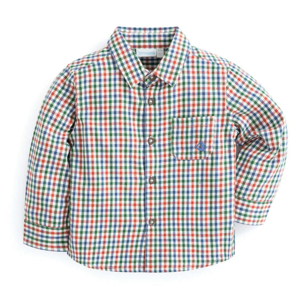 Boys Green &amp; Russet Plaid Shirt
