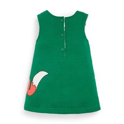 Girls Quilted Green Fox Jumper Dress