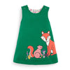 Girls Quilted Green Fox Jumper Dress