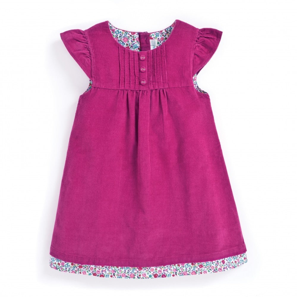 Girls Pretty Raspberry Cord Dress