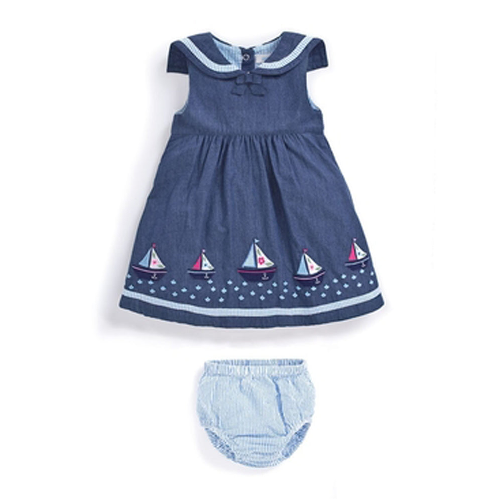 Sailboat Baby Dress with Bloomers