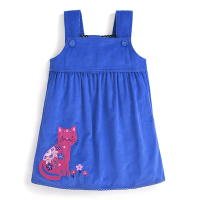 Girls Blue Cat Jumper Dress