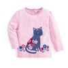 Girls Cat Stripe Pink Top Sweater