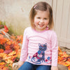 Girls Cat Stripe Pink Top Sweater