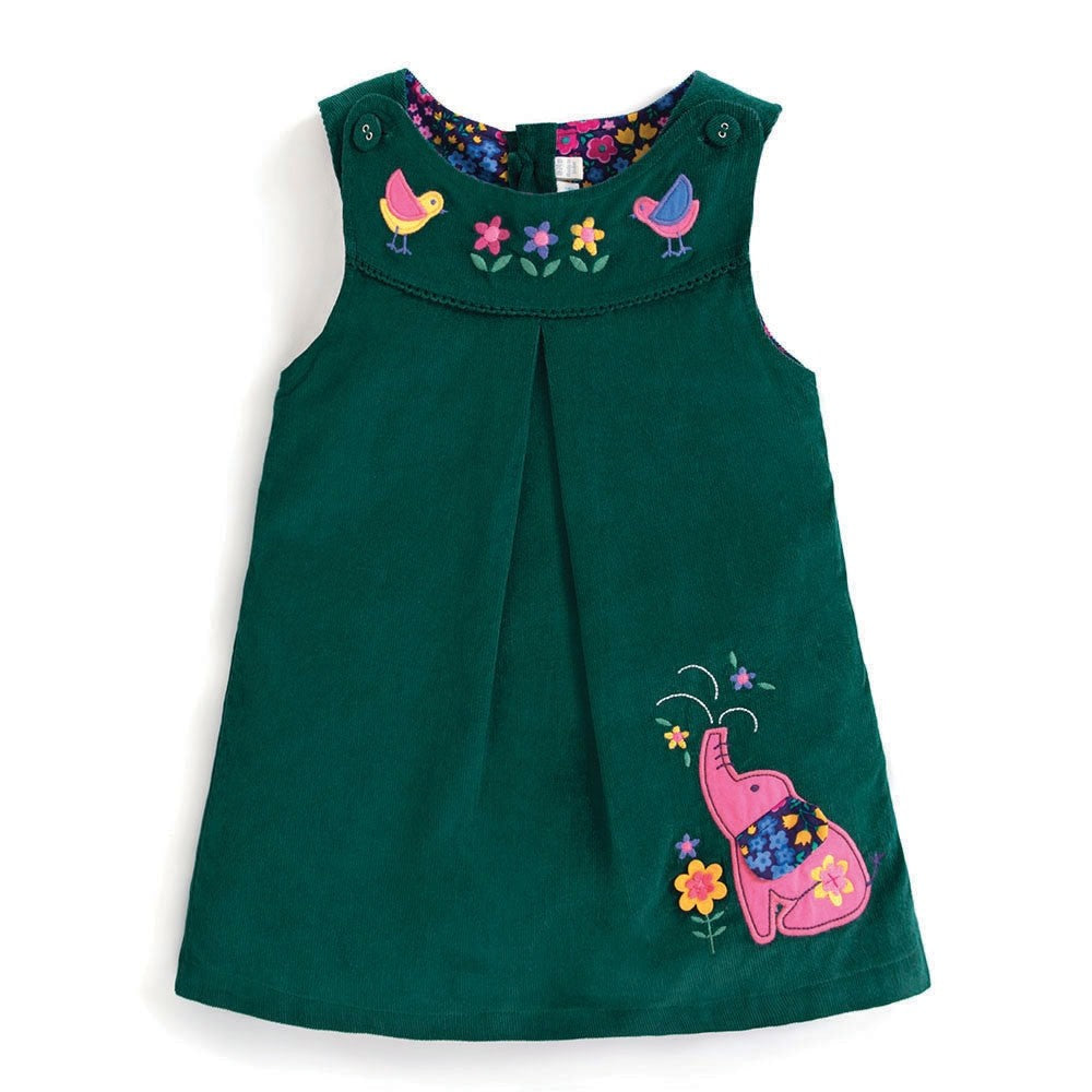 Girls Teal Elephant Jumper Dress