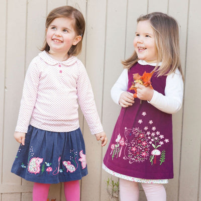 Plum Hedgehog Cord Pinafore Jumper Dress