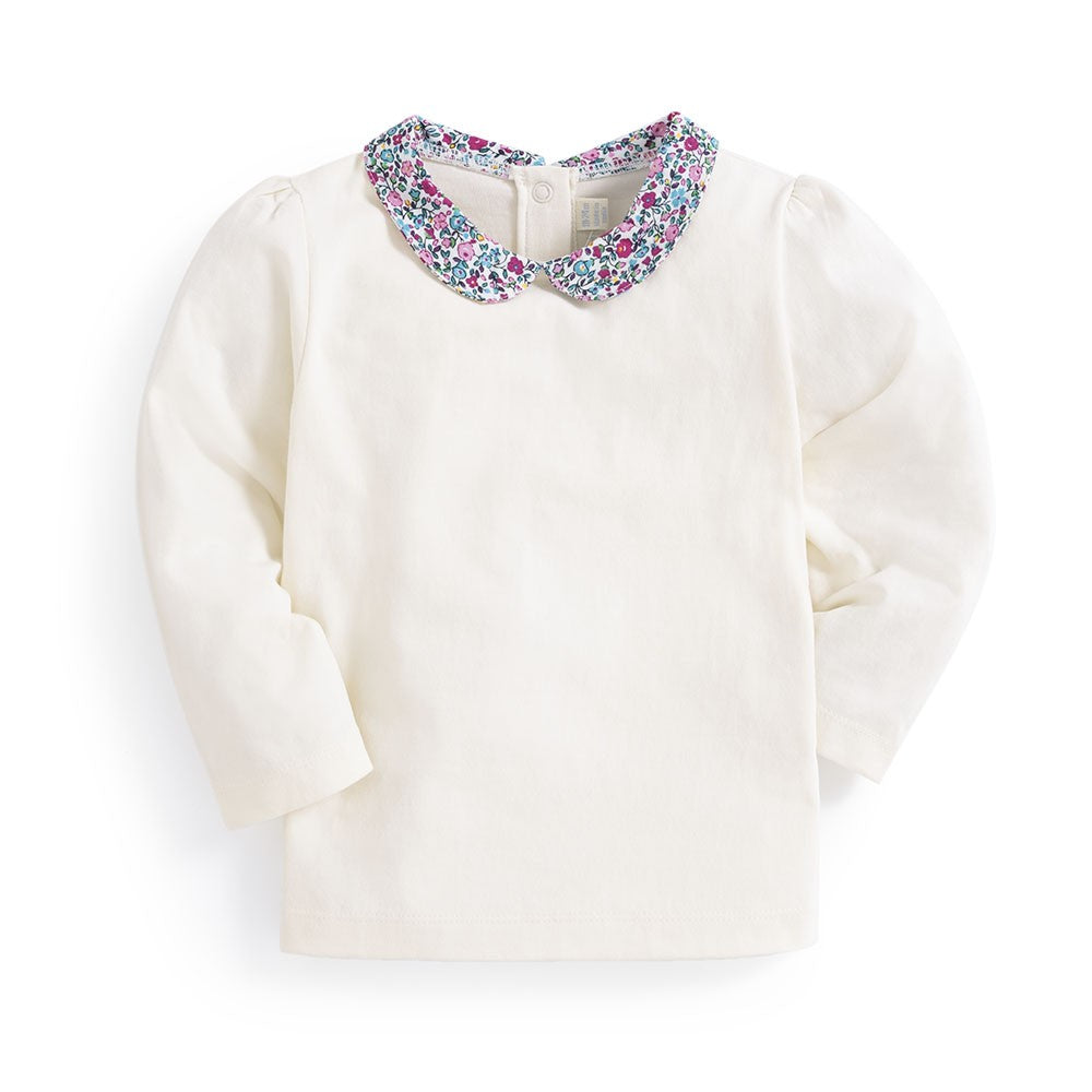 Girls Cream Peter Pan Top