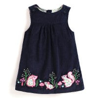 Girls Navy Woodland Cord Jumper Dress