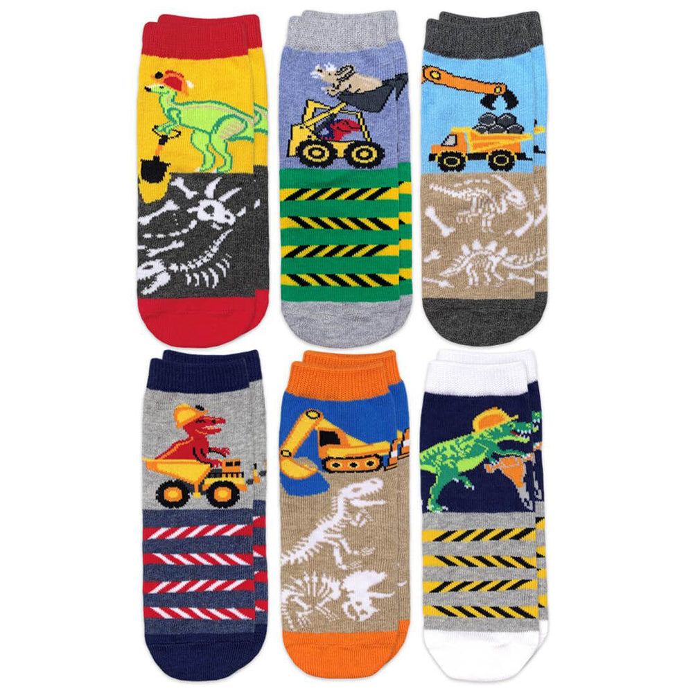 Construction Dinosaurs Crew Socks 6 Pair Pack