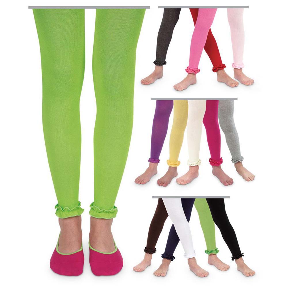 Toddler and Girls Pima Cotton Ruffle Footless Tights