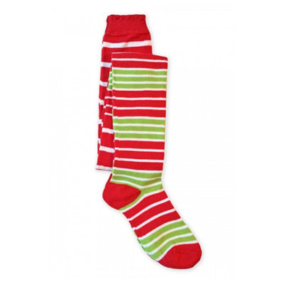 Girls Holiday Red/Green Stripe Tights