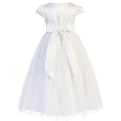 Girls 6-12 White Chandelier Trim Communion Dress