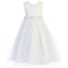 Girls 6-16 White Lace Glitter Tulle Communion Dress