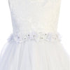 Girls 6-16 White Lace Glitter Tulle Communion Dress