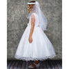 Girls 6-16 White Lace Glitter Tulle Communion Dress