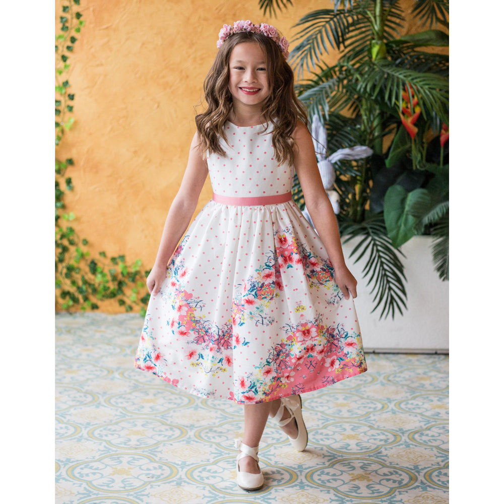 Coral Floral Chevron Cotton Dress