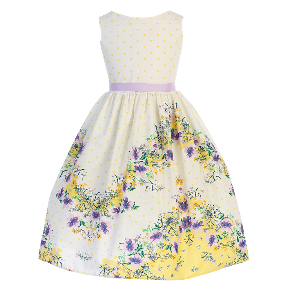 Yellow Floral Chevron Cotton Dress