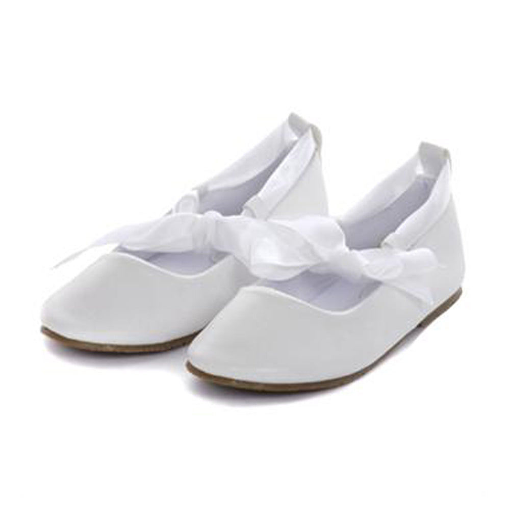Infant and Little Girls Sizes 03- Youth 3 White Ballerina Ribbon Tie Shoe