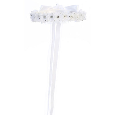 White Communion Gem Flower Crown