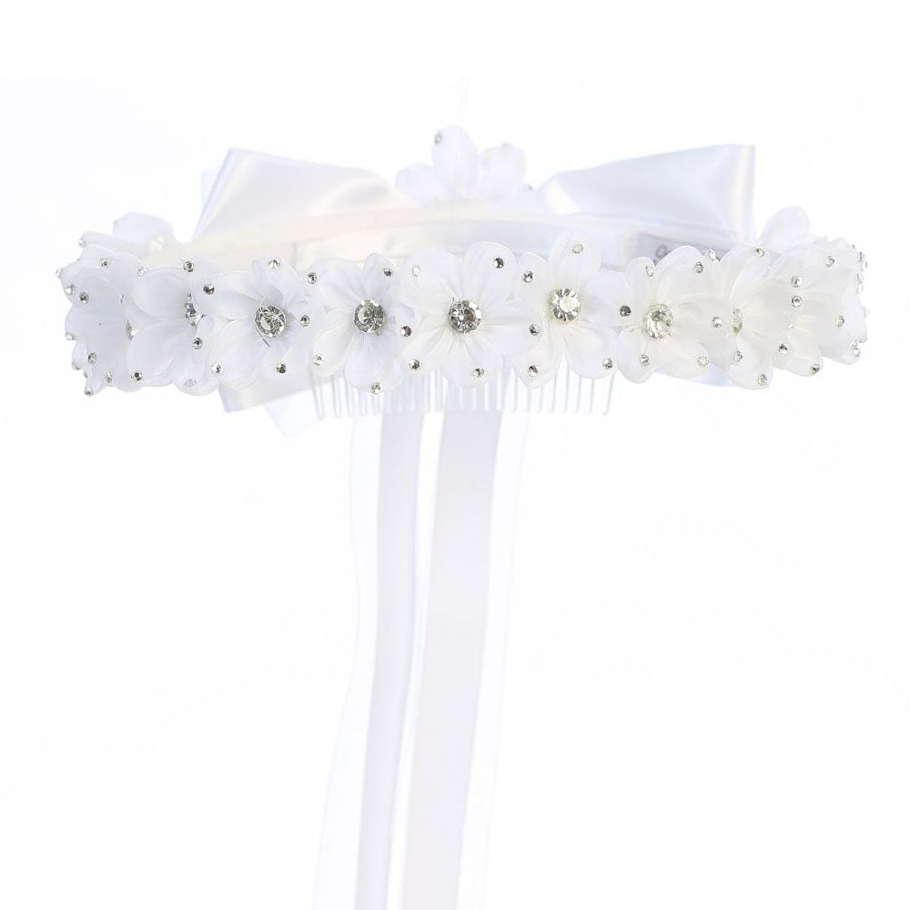 White Communion Gem Flower Crown