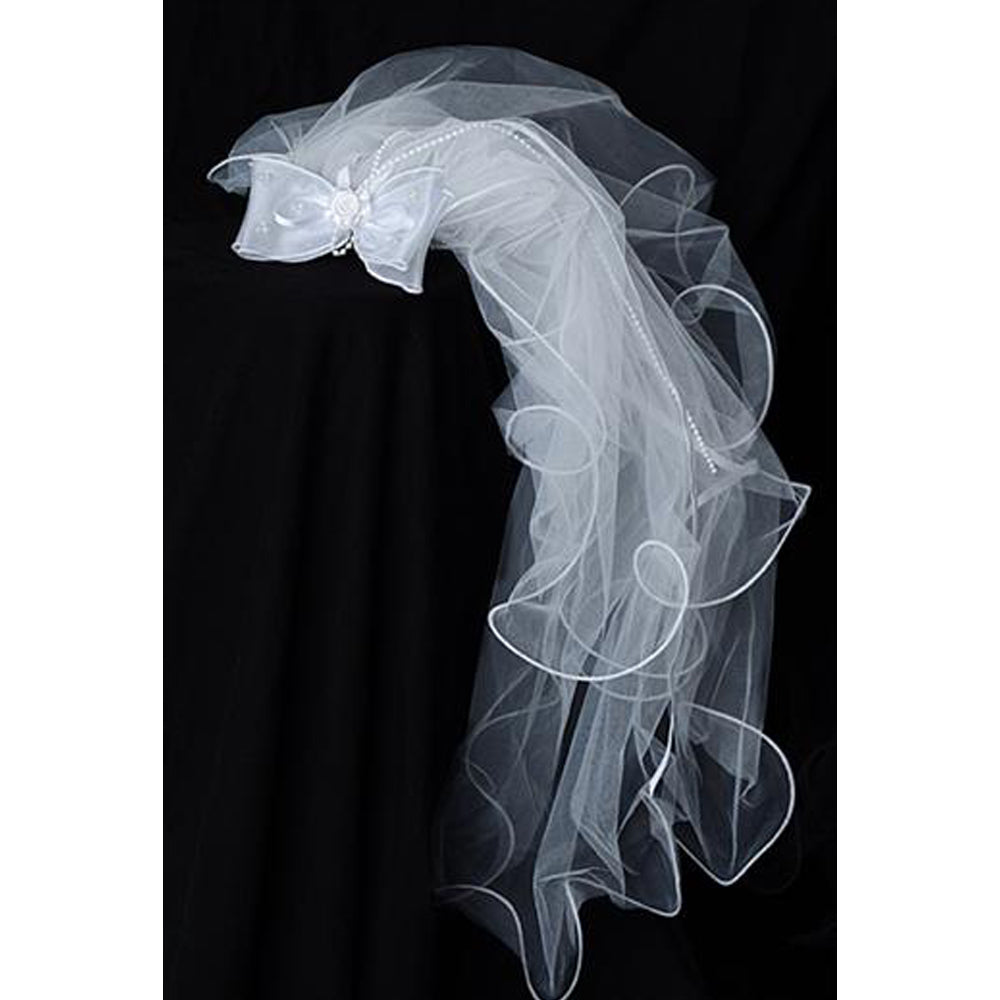 White Communion Bow Comb Veil