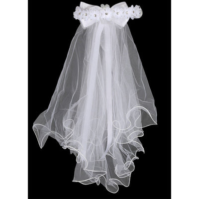 White Communion Gem Flower Crown Veil