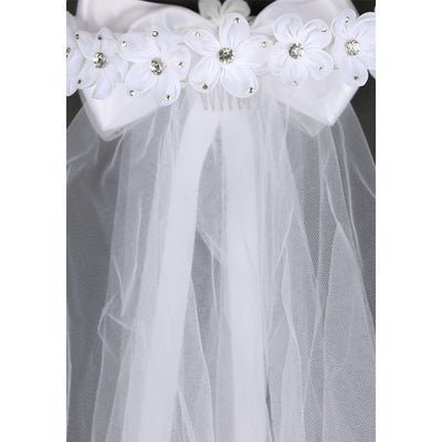 White Communion Gem Flower Crown Veil