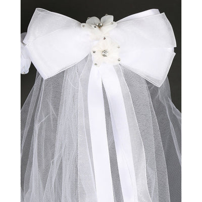 White Communion Gem Flower Crown Veil