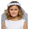 White Communion Gem Flower Crown Veil