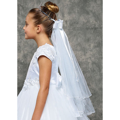 Communion Cross Crown Veil in White