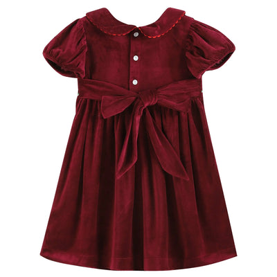 Red Velour Christmas Tree Smocked Dress