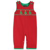 Red Smocked Christmas Tree Overalls