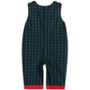 Blue and Green Gingham Christmas Truck Smocked Overalls