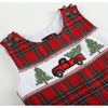 Red Plaid Christmas Truck Smocked Overalls