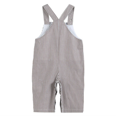 Dark Brown Stripe Overalls with Pumpkin Truck