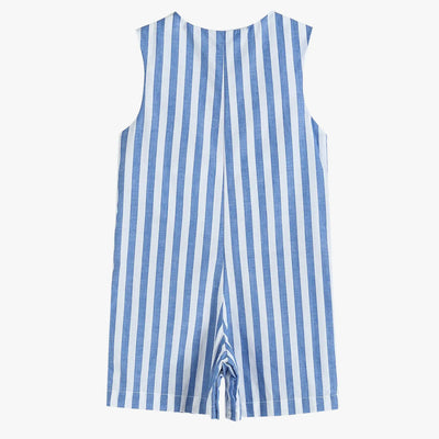 Blue and White Stripe Sailboat Applique Shortalls