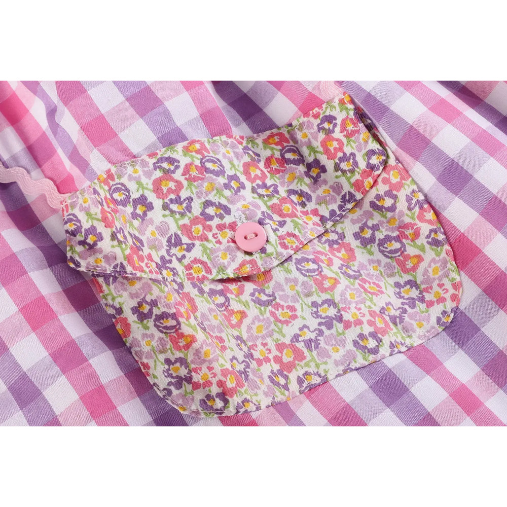 Purple and Gingham Floral Purse Dress