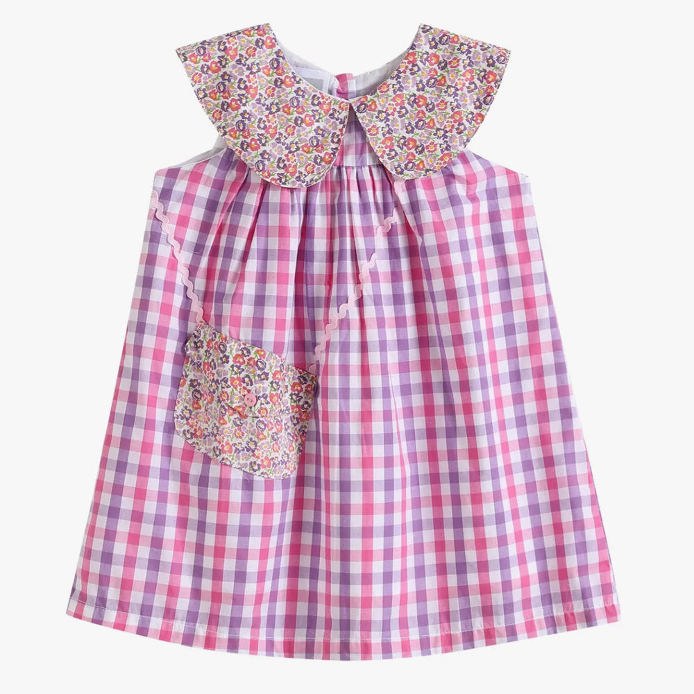 Purple and Gingham Floral Purse Dress