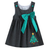 Black Checkered Plaid Christmas Tree Dress with Bow
