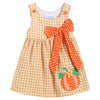 Orange Gingham Pumpkin Dress with Orange Dot Bow